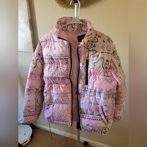 Forever 21 mens pink bandana design puffer coat